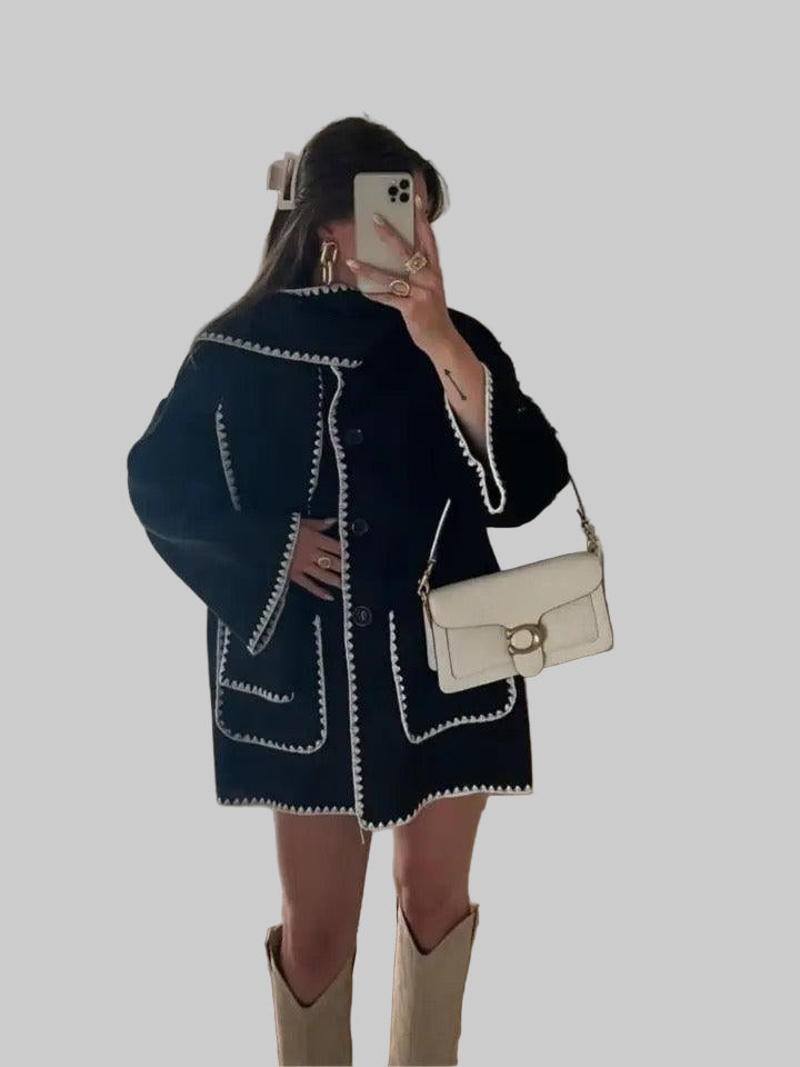 Cora Large Wool Jacket with Scarf