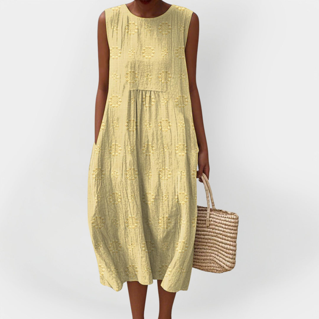 Elegantní bavlněné šaty bez rukávů s kapsami