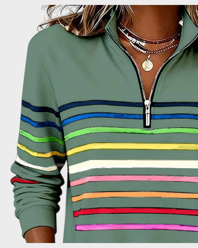 Marlen | Rainbow Half-Zip Blouse
