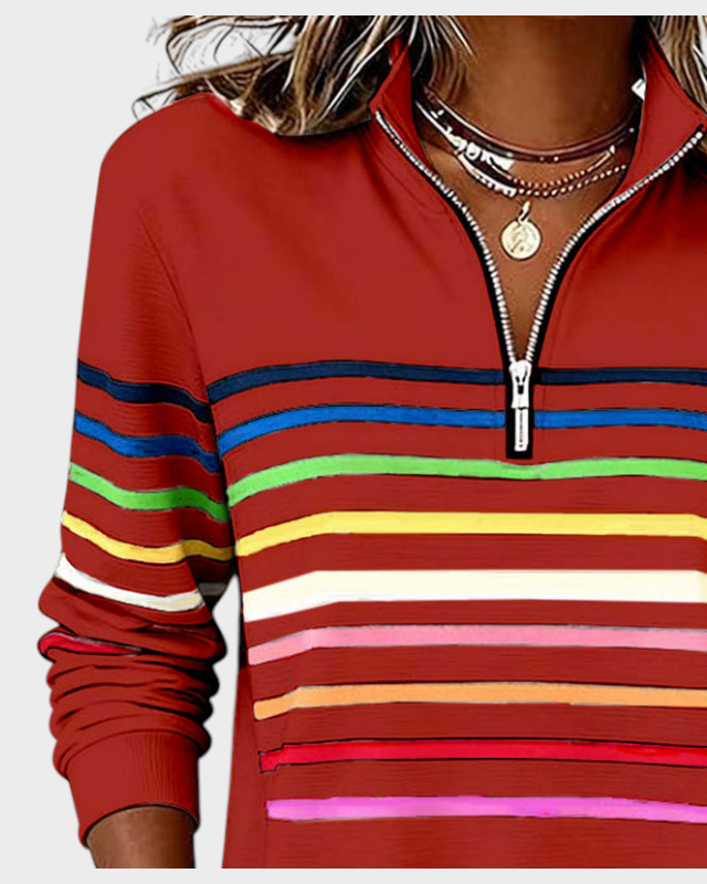 Marlen | Rainbow Half-Zip Blouse
