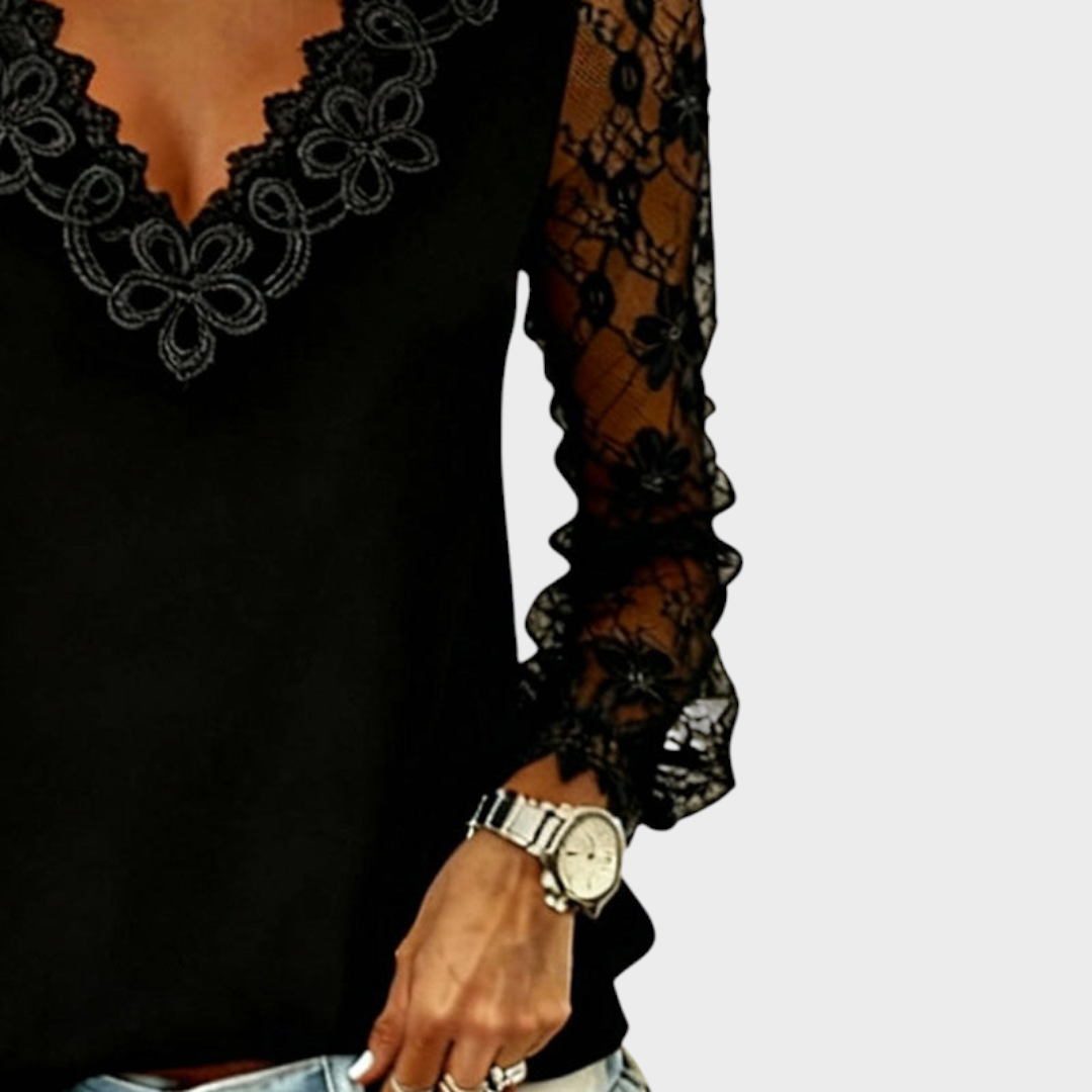 Ryzza | Modern Long Sleeve V-Neck Blouse