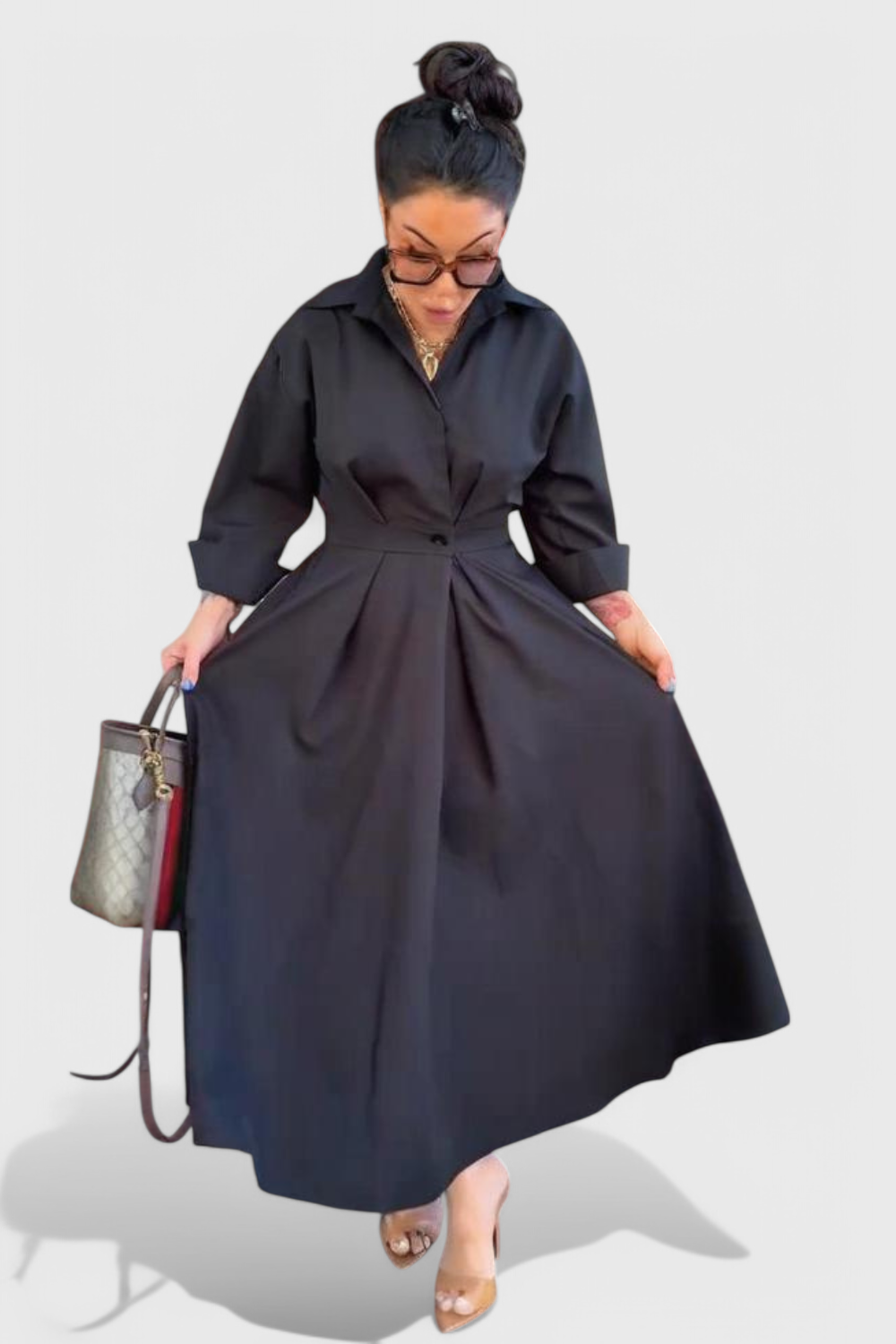 Celina Long Maxi Dress with Lapel