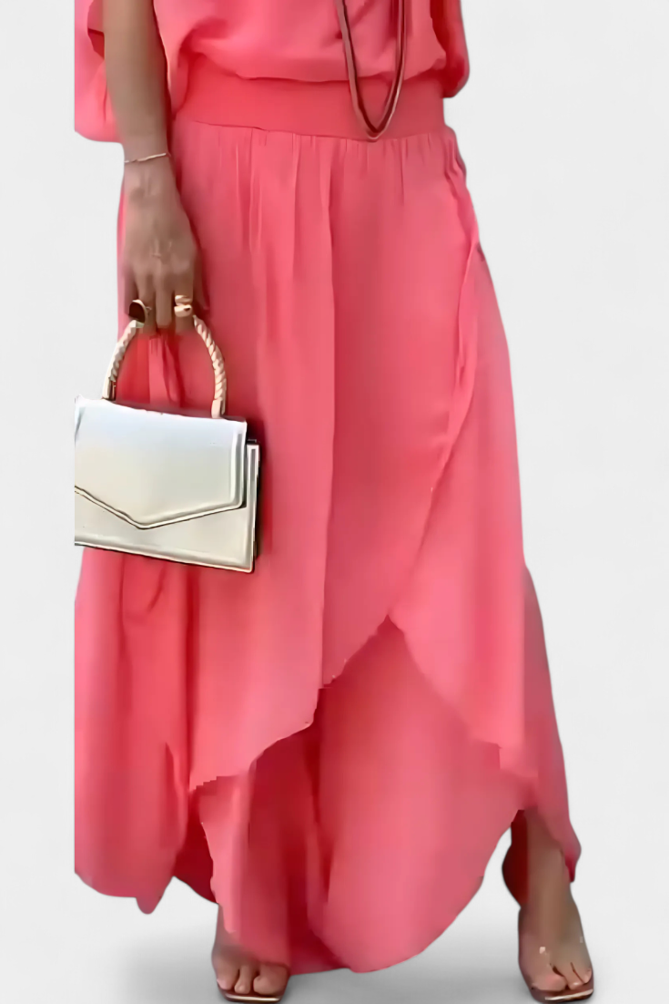 Maravilla Flowy Two-Piece Set with Loose Top and Asymmetrical Skirt