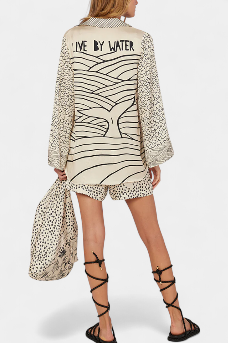 Amalia Printed Shirt Set with Elastic Shorts