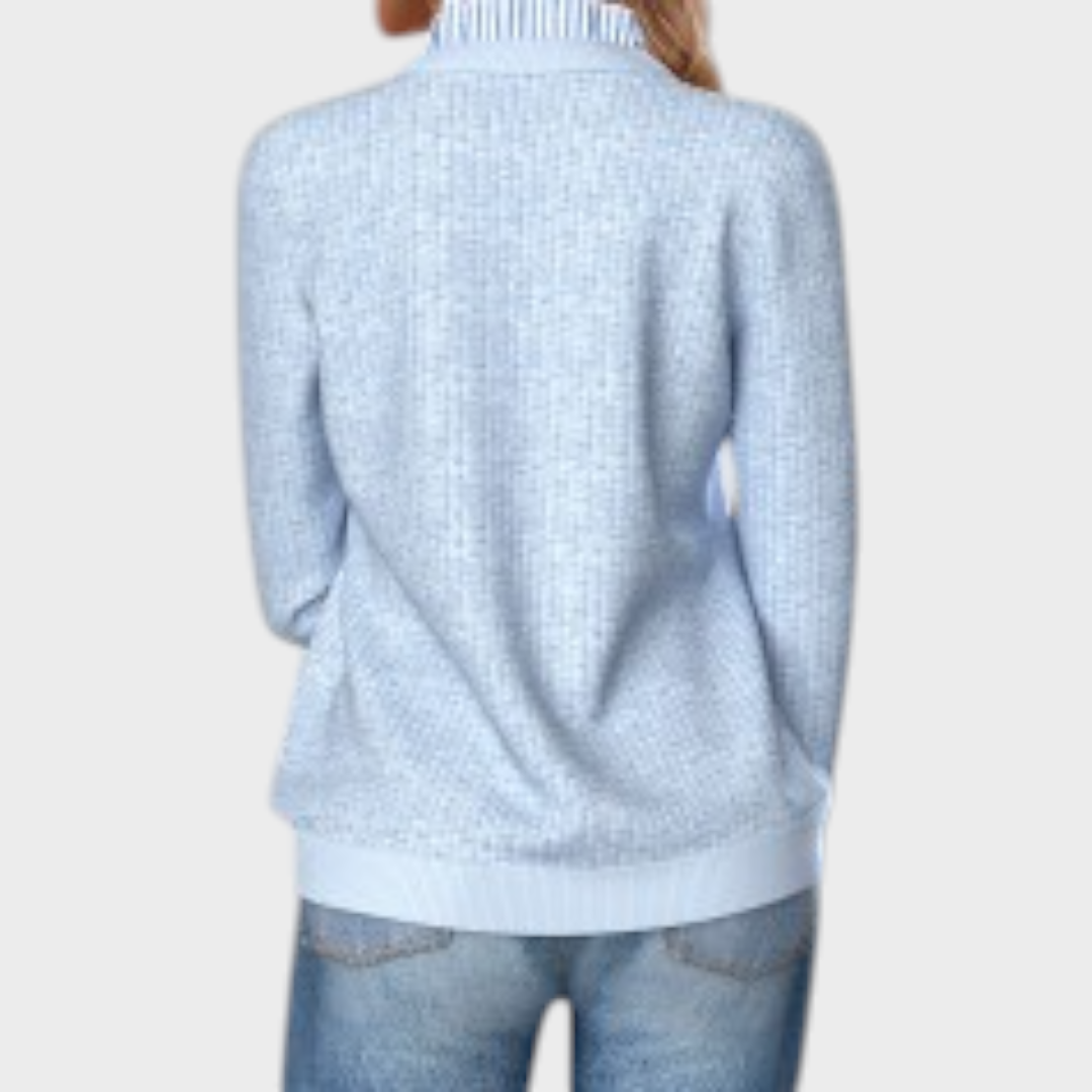Jelai | Light Blue Long Sleeve Sweatshirt with Striped Pattern