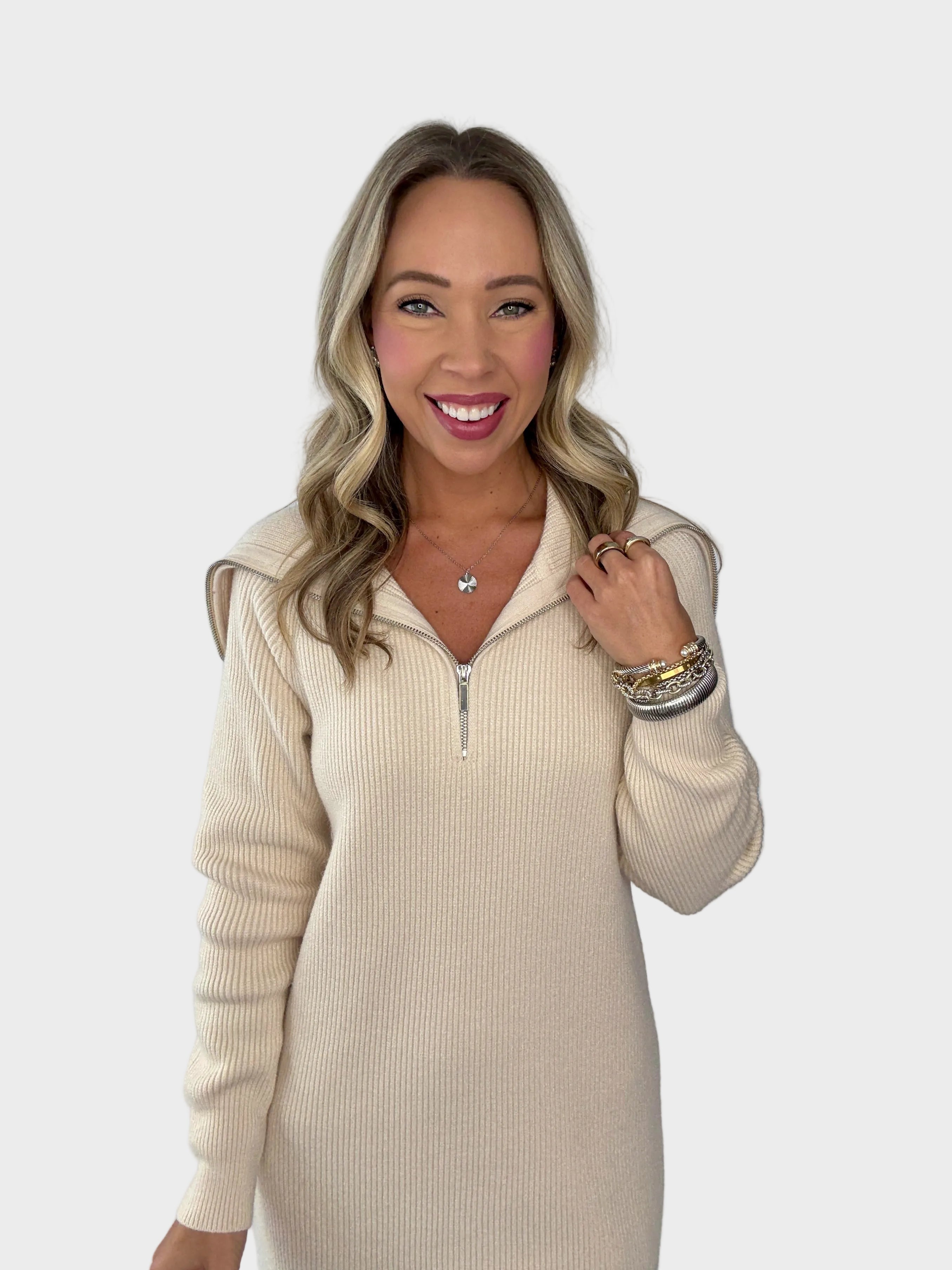 Nicole | Polished Ease Half Zip Knit Dress