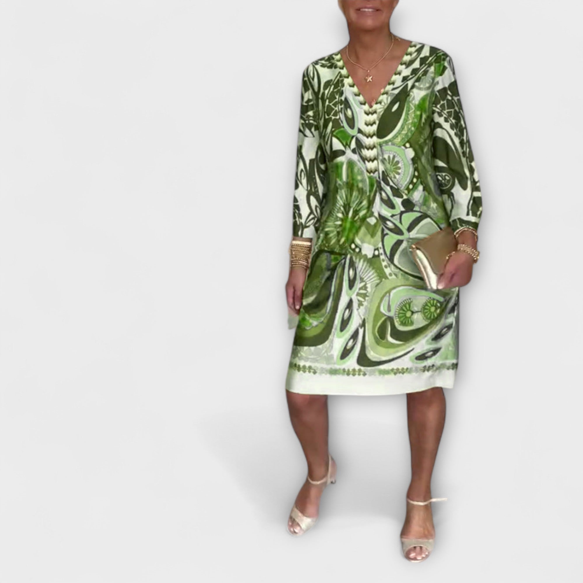 Volné šaty s výstřihem do V (retro design)