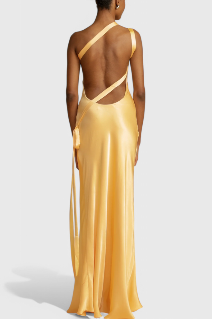 Lucra Maxi Dress with Diagonal Straps and Open Back