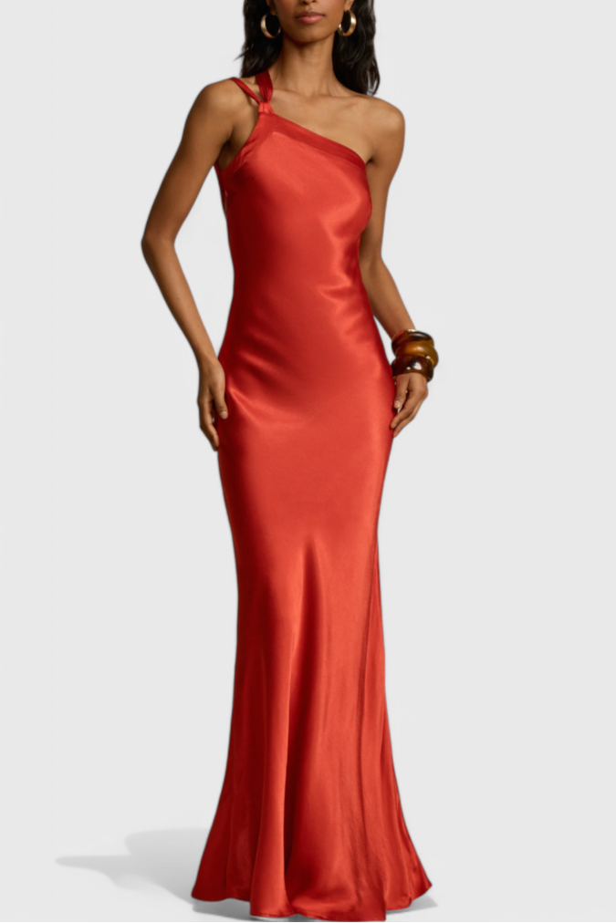 Lucra Maxi Dress with Diagonal Straps and Open Back