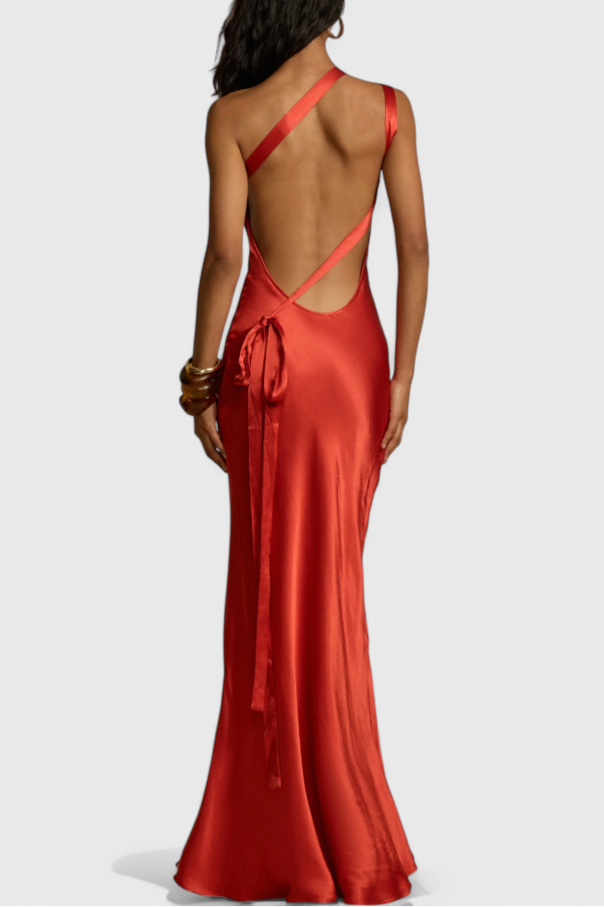 Lucra Maxi Dress with Diagonal Straps and Open Back