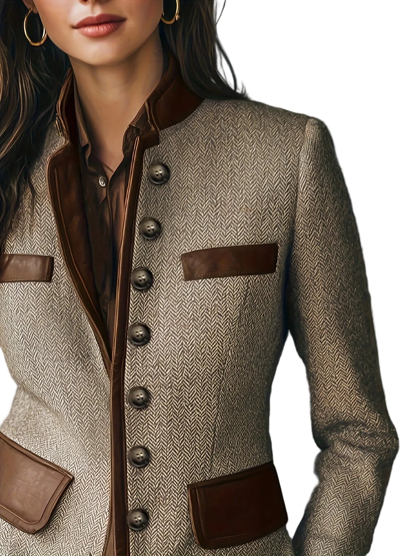 Clarine – Classic Stand-Collar Button Blazer Coat