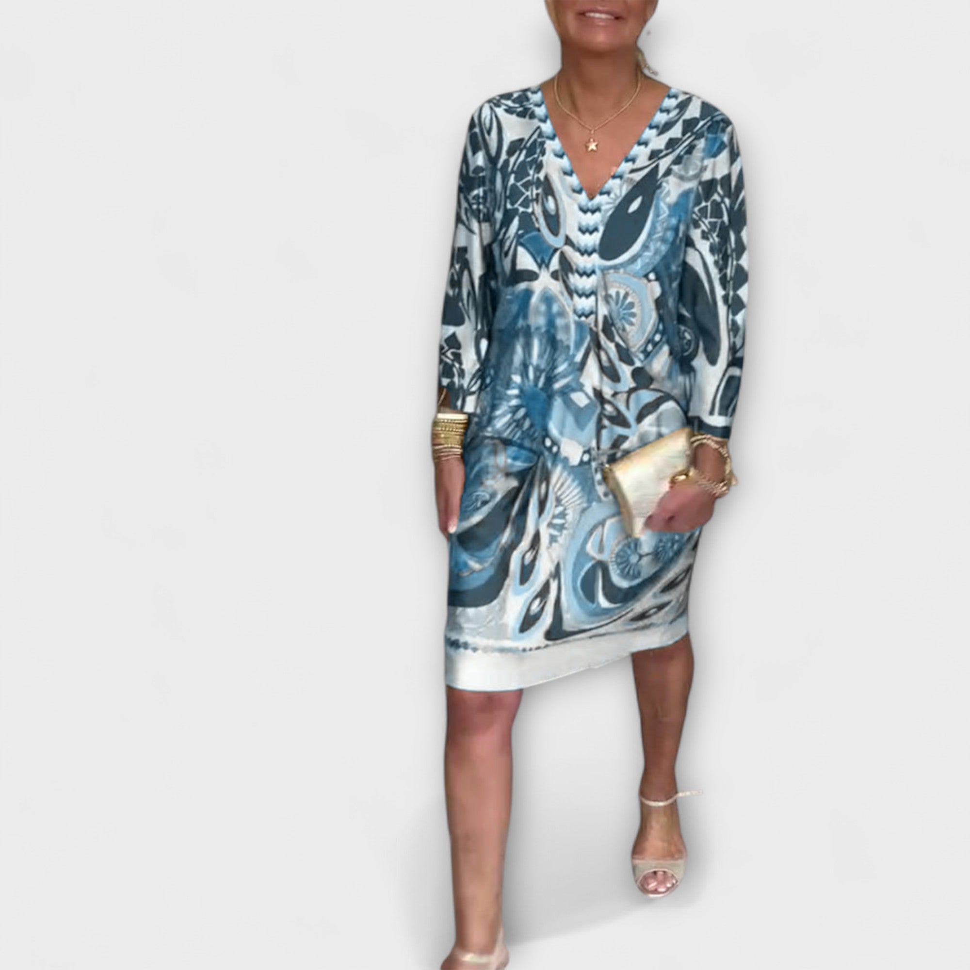 Volné šaty s výstřihem do V (retro design)