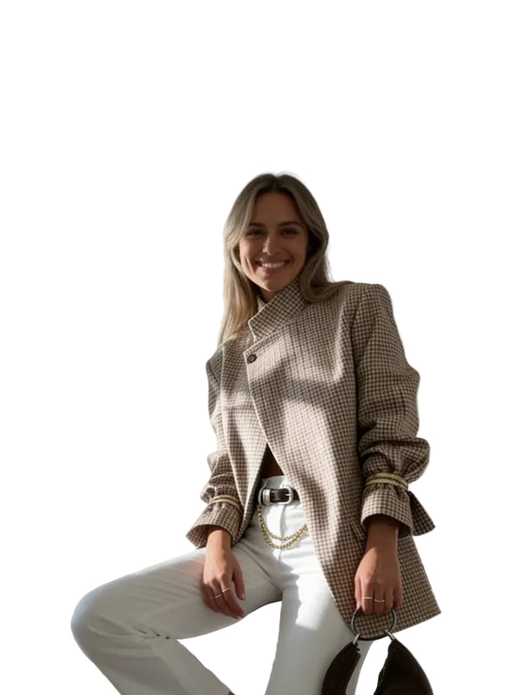 Shiori - Vintage Plaid Structured Blazer