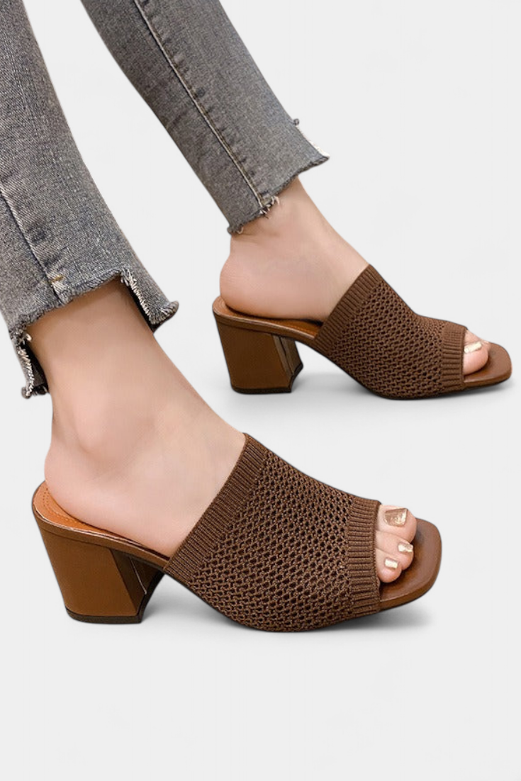 Christy Square Mesh Heel Sandals