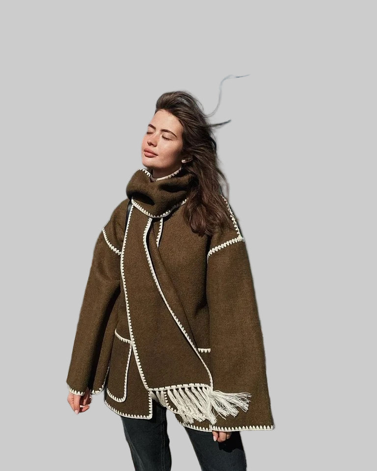 Vlněná bunda Cora Large s šálou