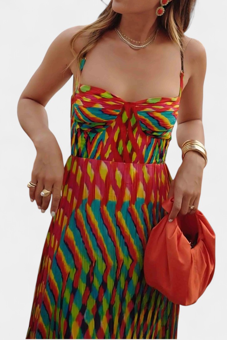 Océana Halter Maxi Dress with Abstract Pattern