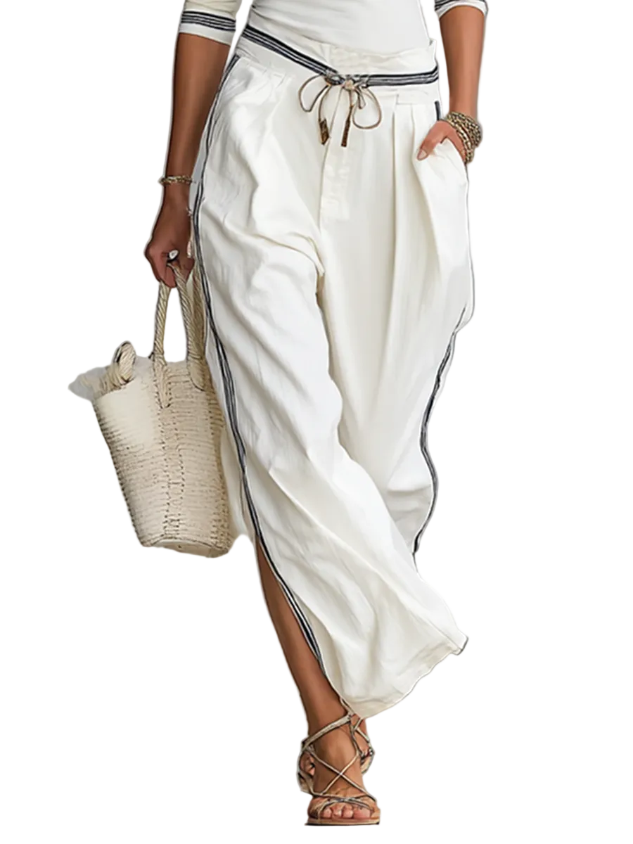 Diya - Women's Sports Half-high-neck Long-sleeved T-shirt Drawstring Wide-leg Pants Two-piece Set