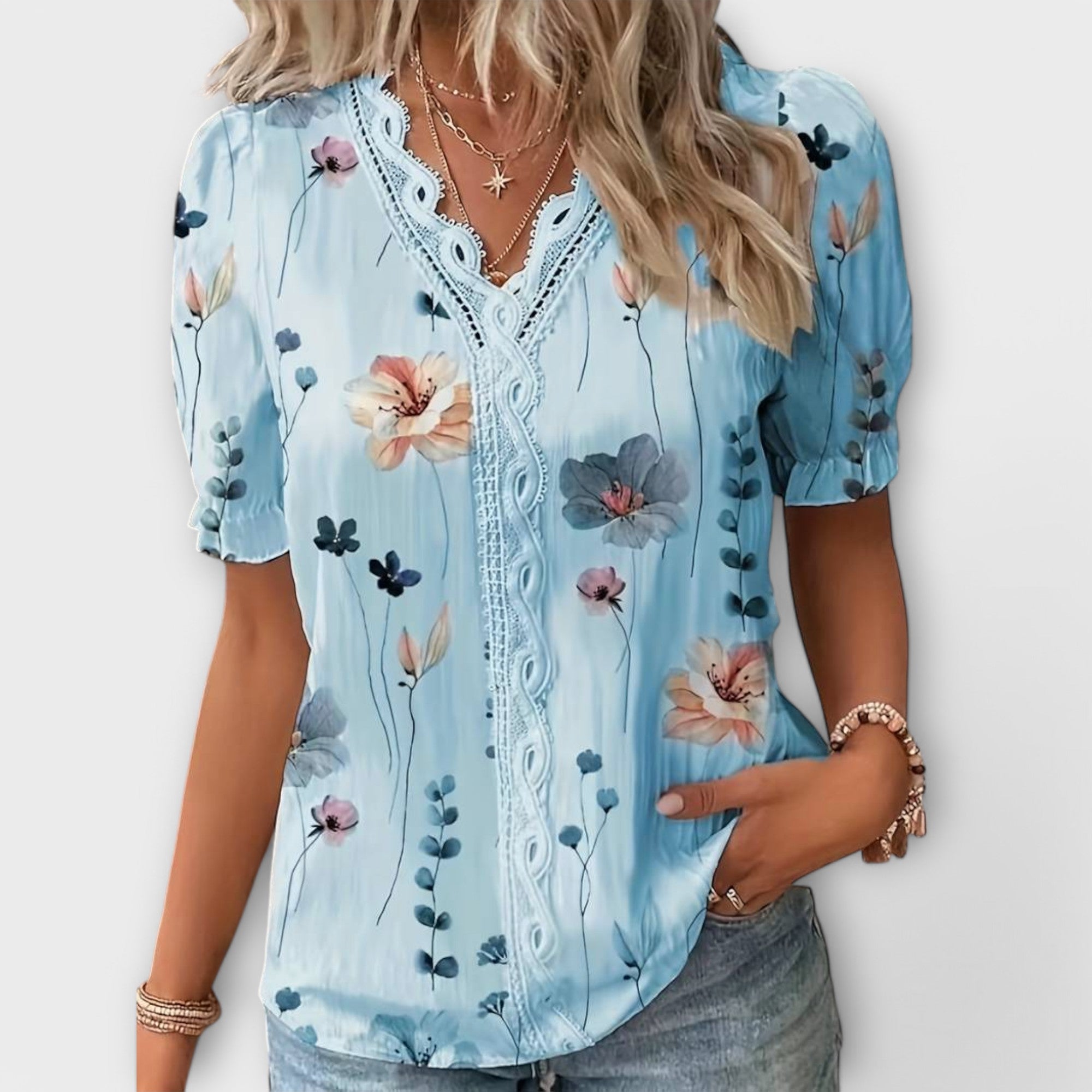Emily - Fashion blouse with V-neckline