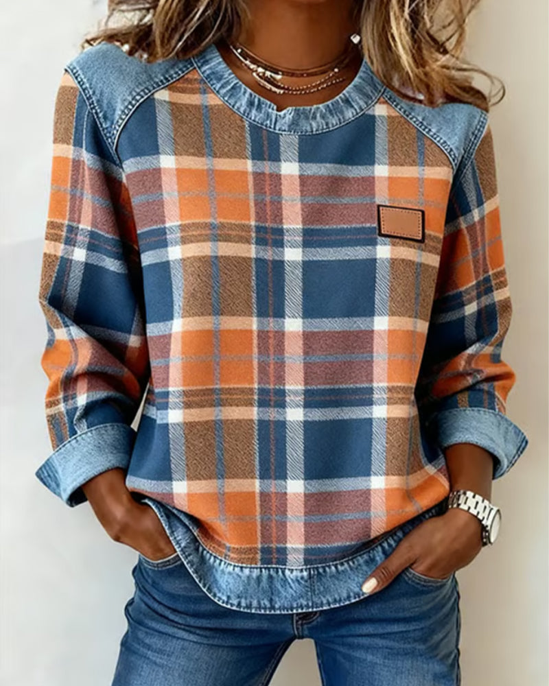 Ivy | Sweatshirt with plaid patches