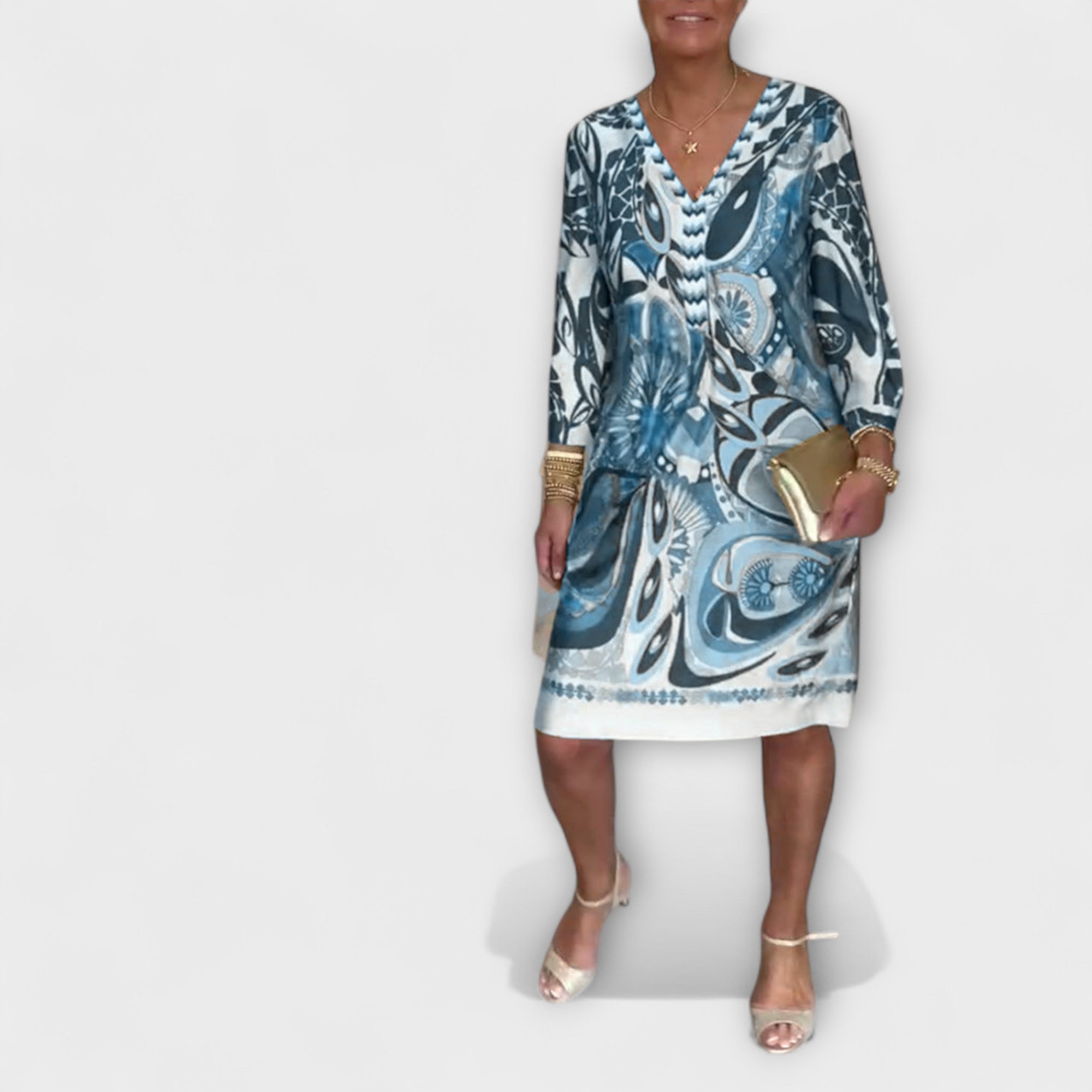 Volné šaty s výstřihem do V (retro design)