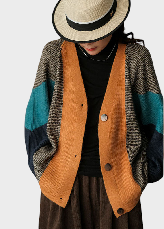Phoibe | Artistic Colorblock Oversized Patchork Knitted Cardigan Winter
