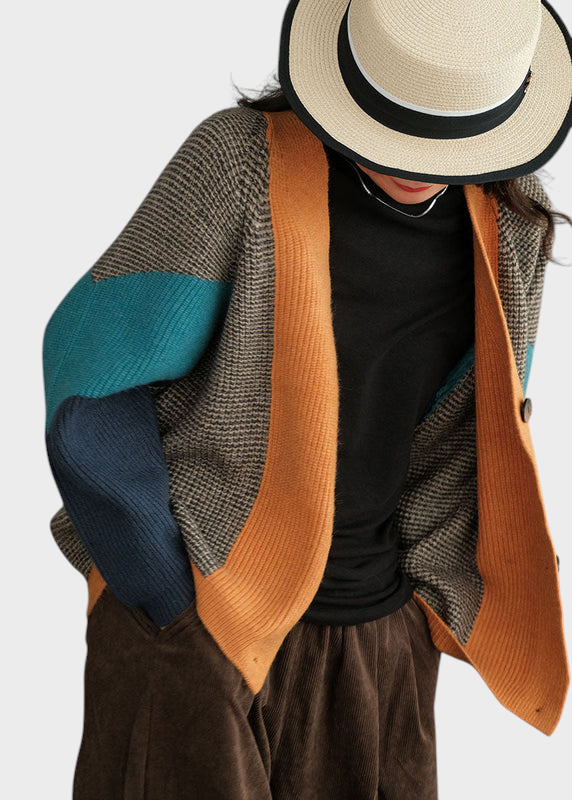 Phoibe | Artistic Colorblock Oversized Patchork Knitted Cardigan Winter