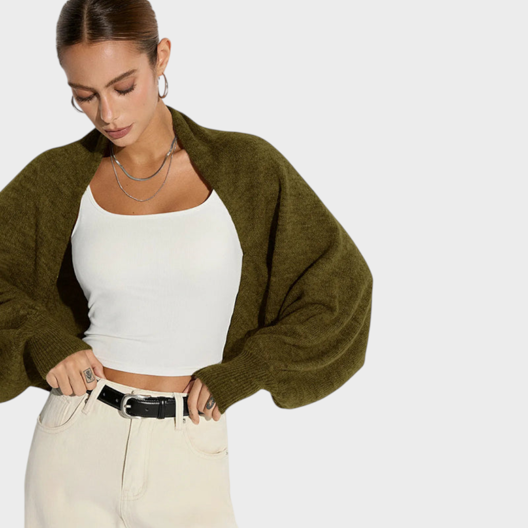 Jazzie | Κάρντιγκαν από Μίγμα Μαλλιού με Υπερμεγέθη Μανίκια Μπατγουίνγκ