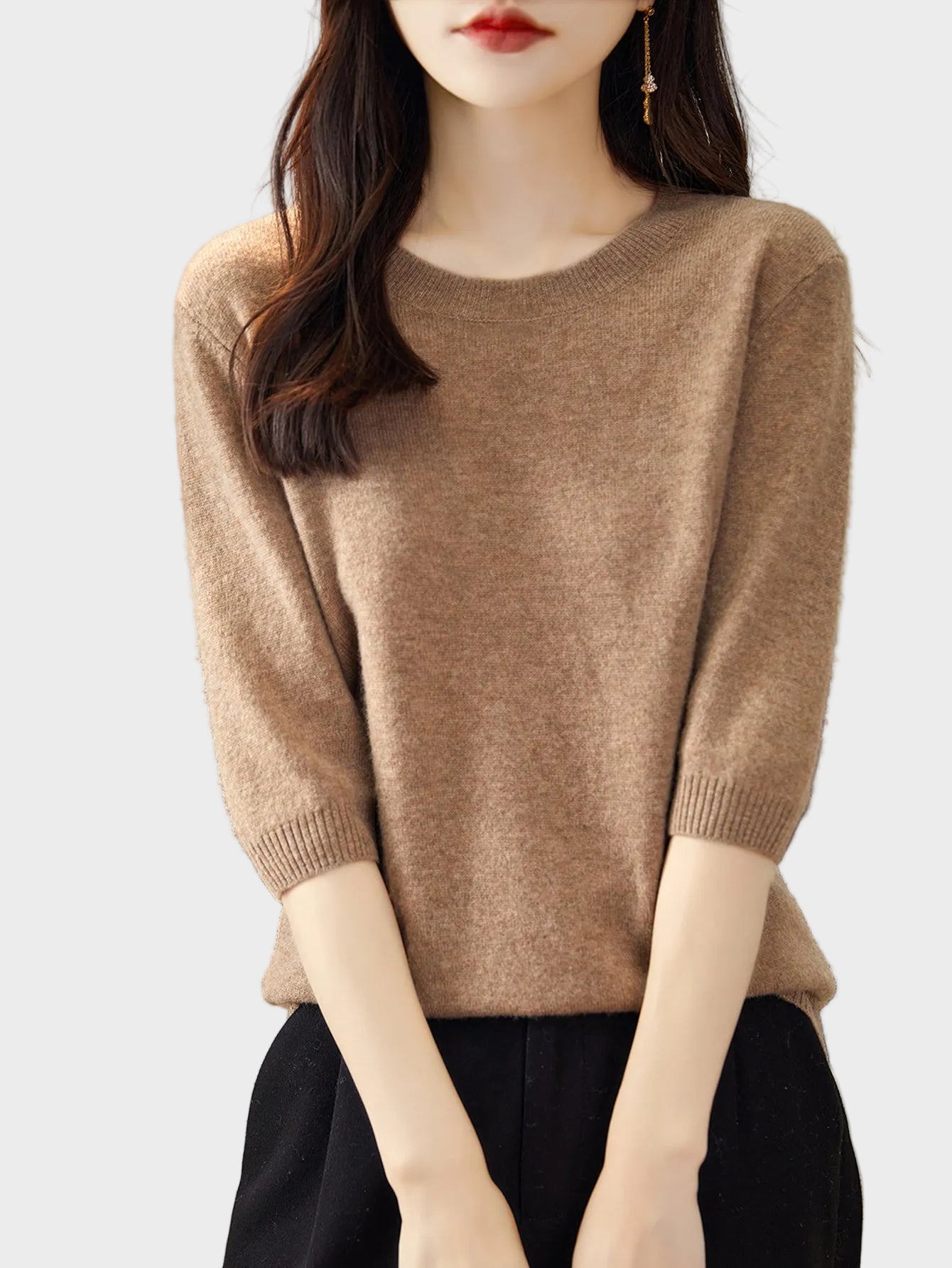 Eureka | 100% Merino Wool Crewneck Half Sleeve Sweater