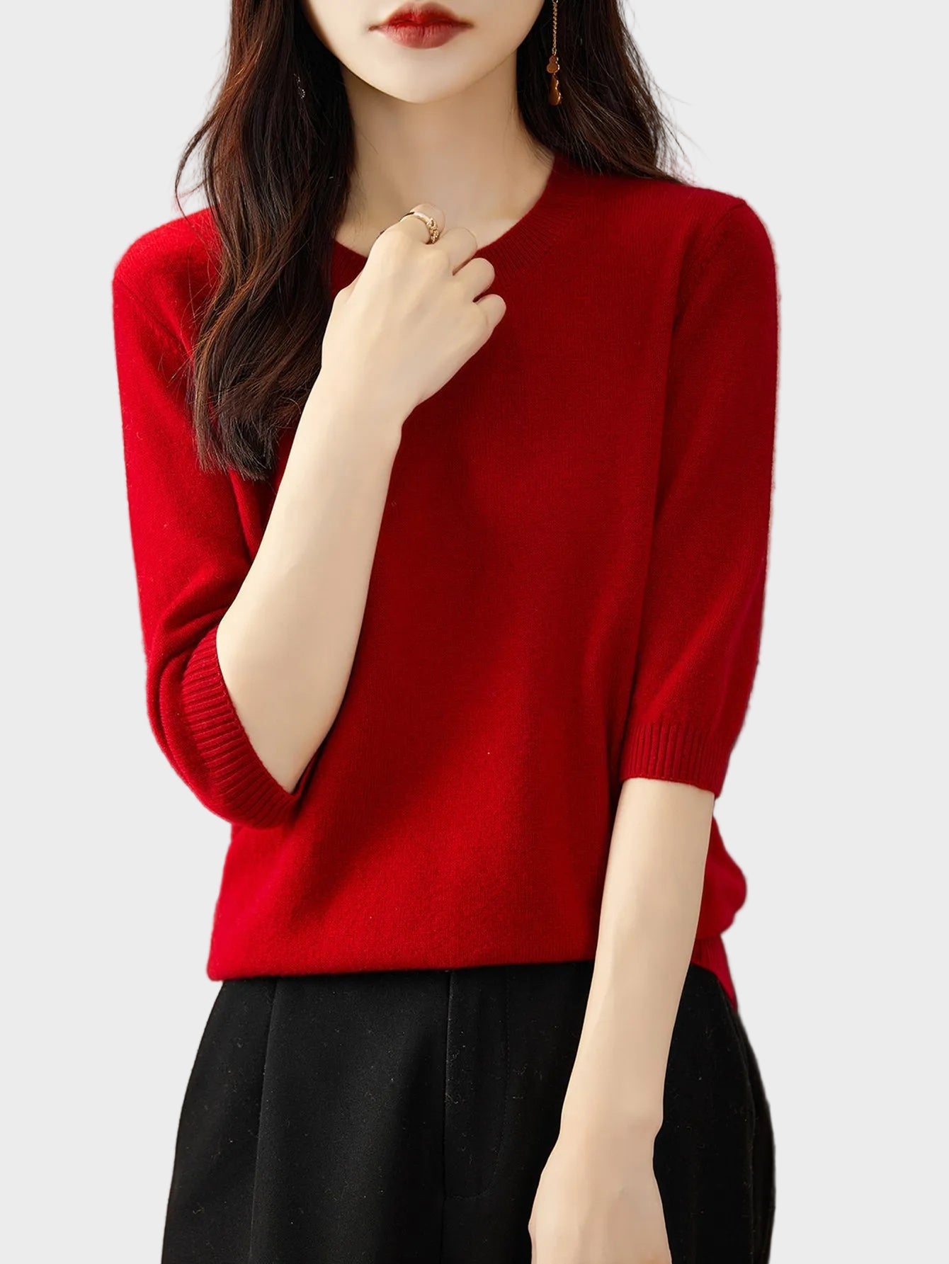 Eureka | 100% Merino Wool Crewneck Half Sleeve Sweater