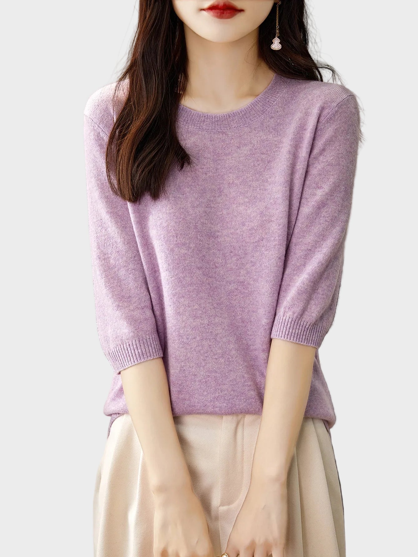 Eureka | 100% Merino Wool Crewneck Half Sleeve Sweater