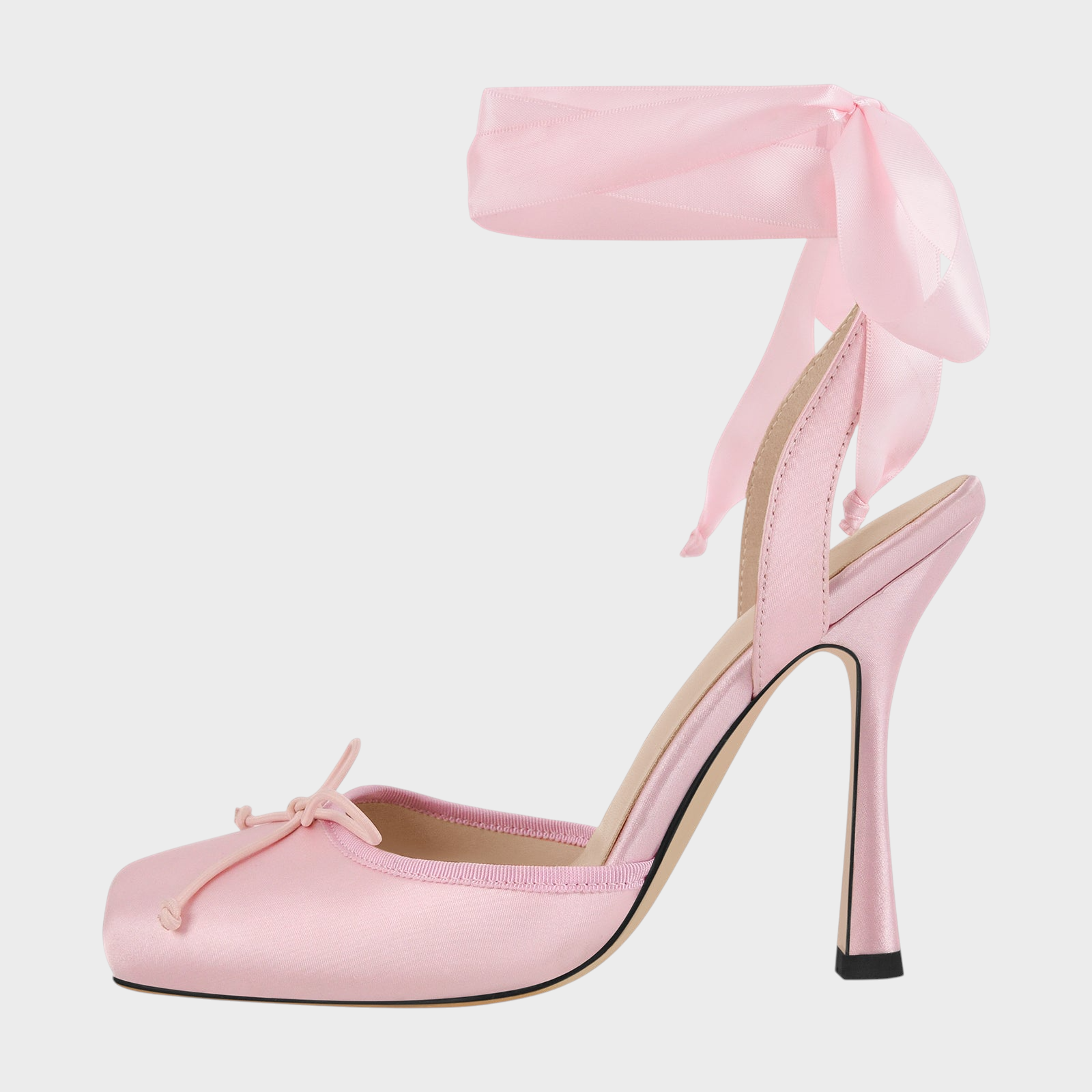 Maggie | Square Toe Satin Ankle Strap Pumps