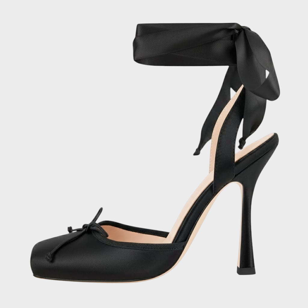 Maggie | Square Toe Satin Ankle Strap Pumps