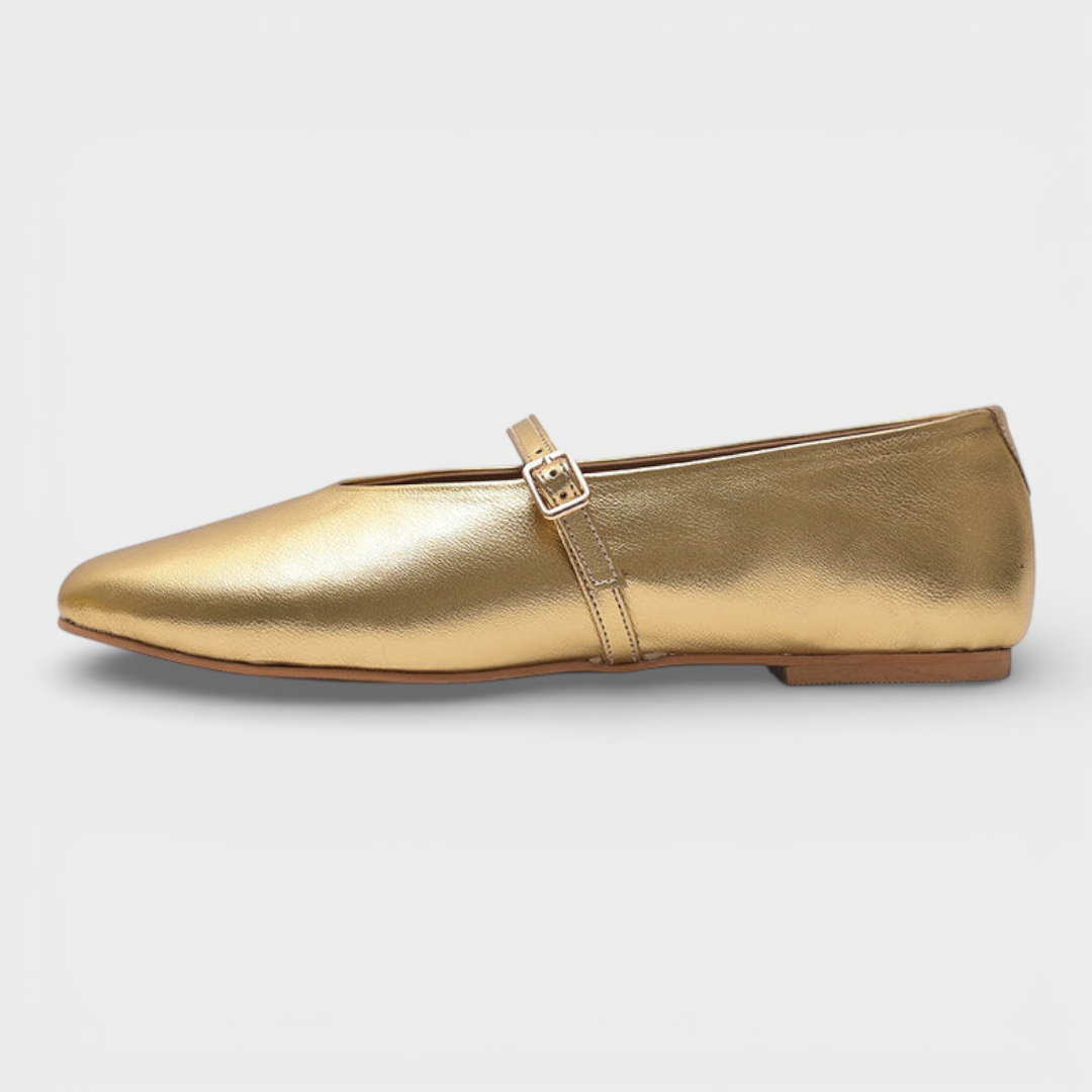 Navea | Gold Mary Jane Flats
