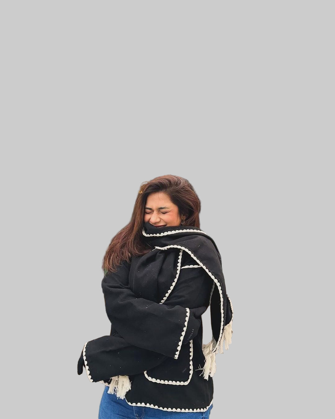 Vlněná bunda Cora Large s šálou