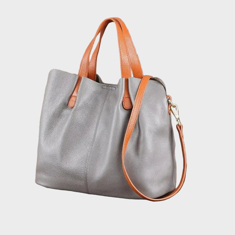Alana | Genuine Leather Handbags Head Layer Cowhide Litchi Grain Women Handbag