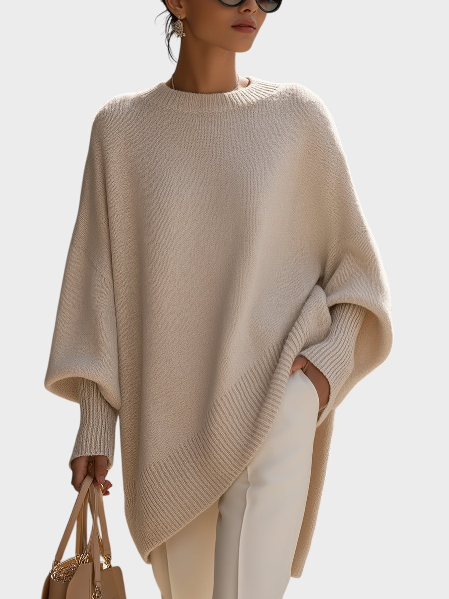 Knitted Poncho Sweater in Wide Line