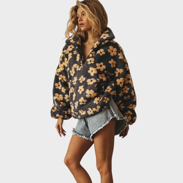 Daisy - Fleece sweatshirt with floral pattern