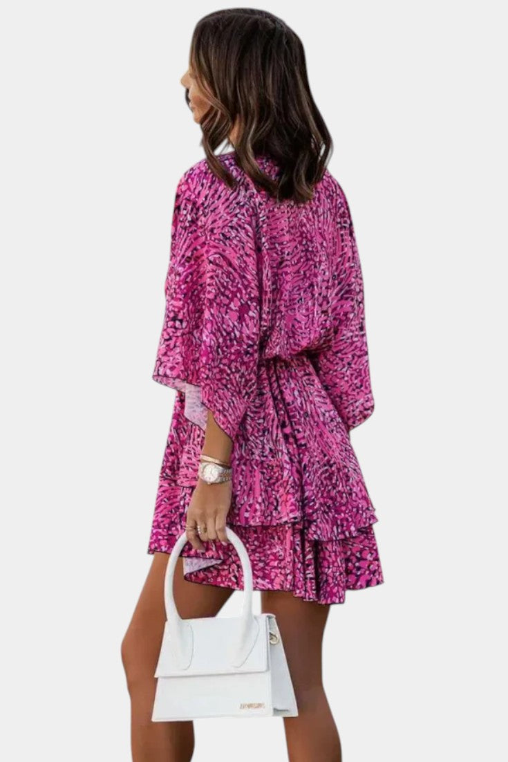 Eliza Mini Dress with Front Knot and Ruffles