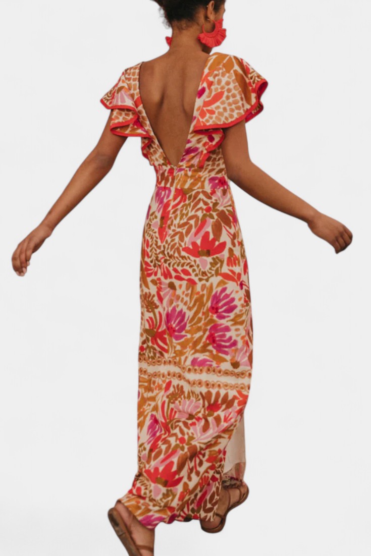 Suzanne Maxi Floral Dress with Vibrant Colors