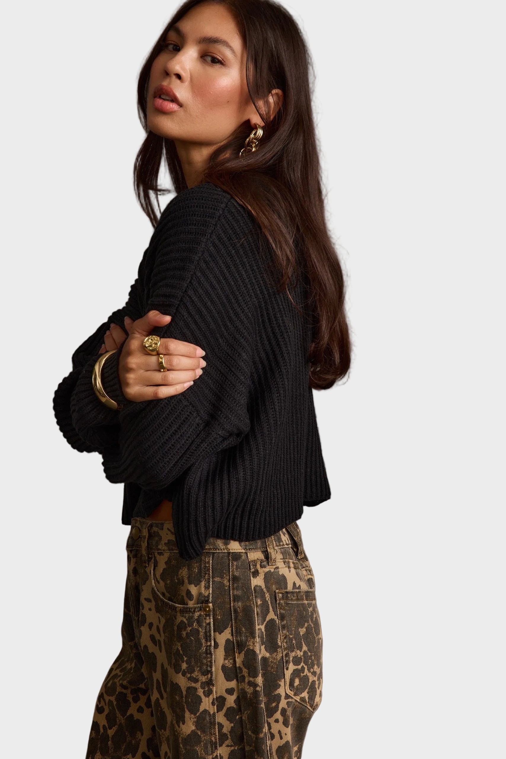 Maxine Black Cropped Sweater