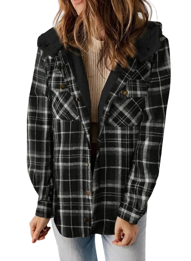 AMELIA - Women’s Plaid Hooded Flannel Jacket for Autumn & Winter