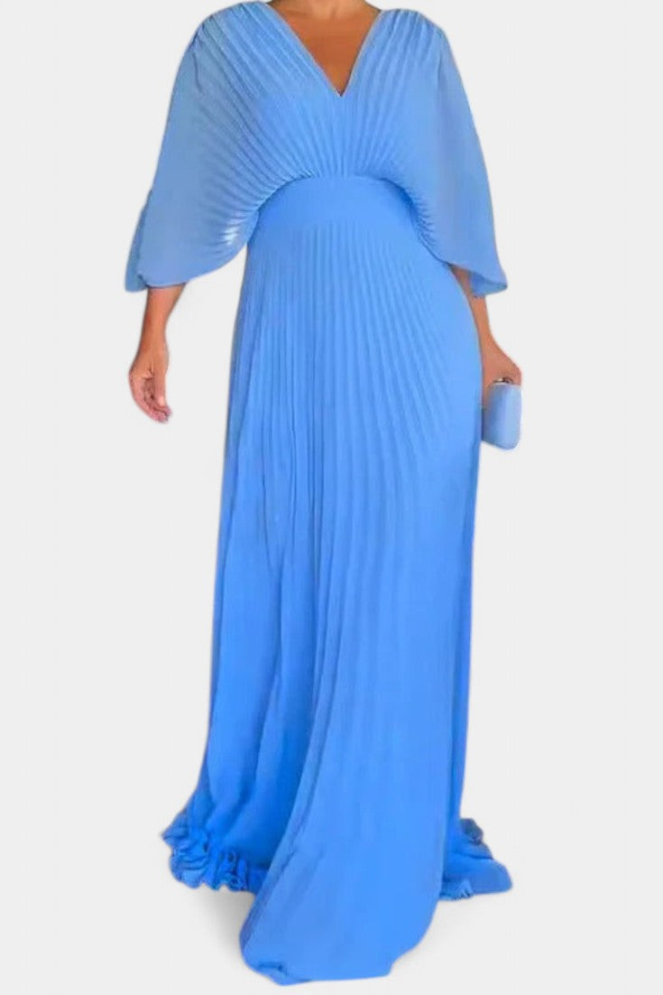 Midi šaty Anita s plisé a výstřihem do V