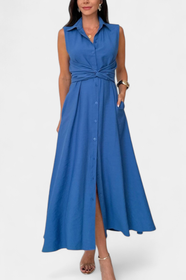 Meryl Shirt Dress with Buttons and Adjustable Belt