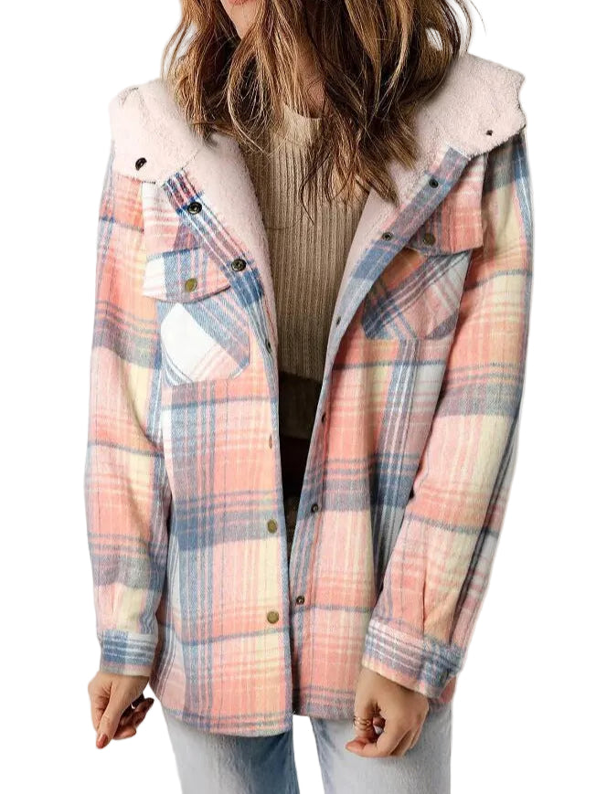 AMELIA - Women’s Plaid Hooded Flannel Jacket for Autumn & Winter