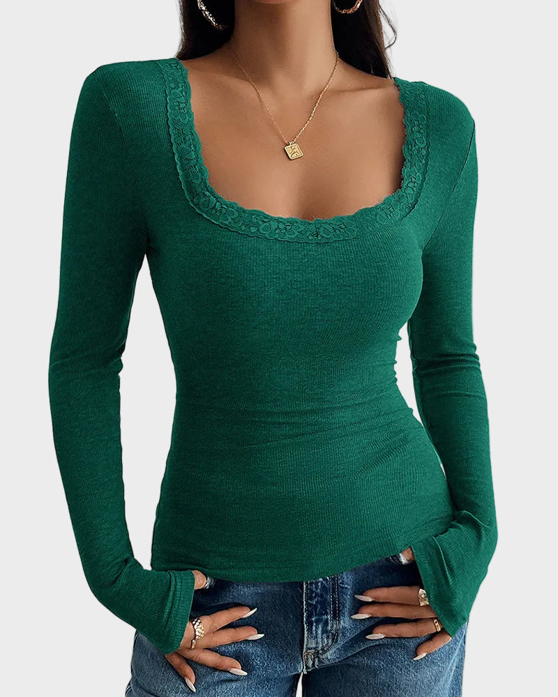 Cassidy | Slim Lace Patchwork U-Neck Undershirt