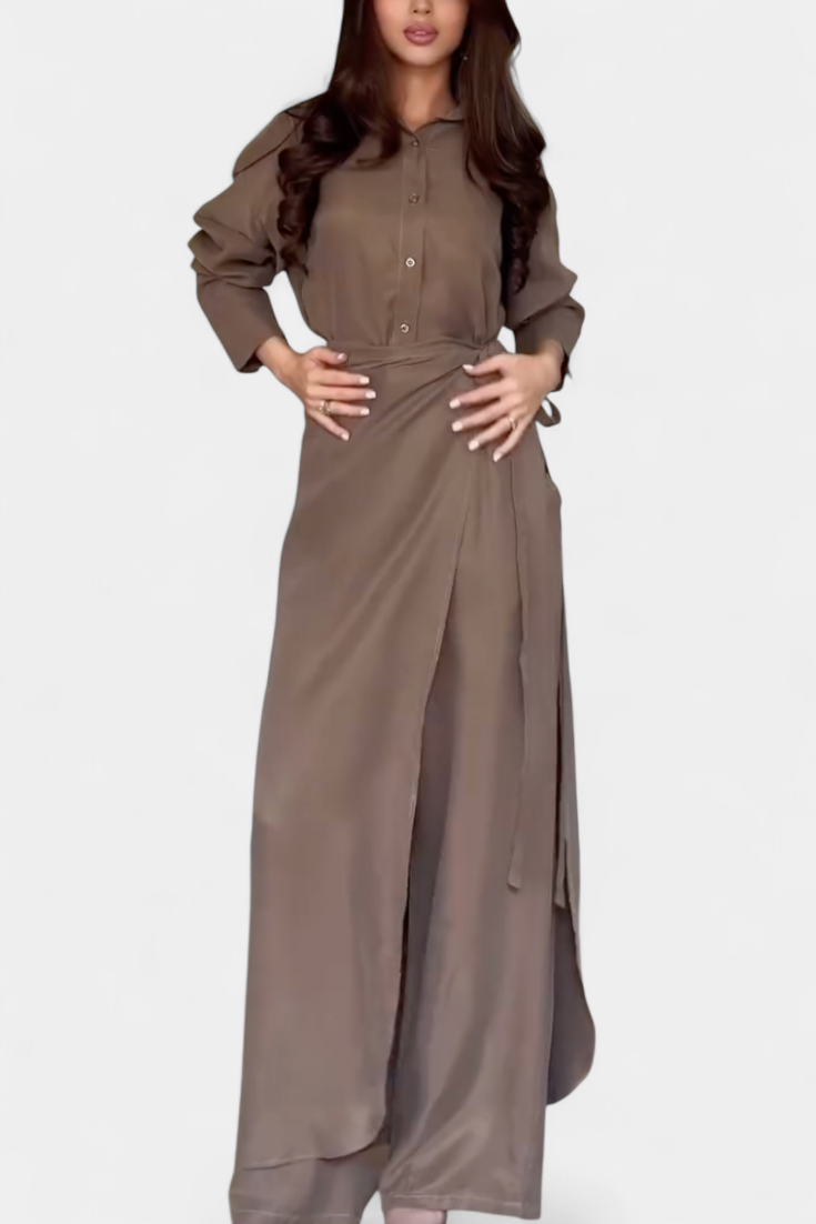 Marisol Casual Set with Loose Shirt and Pants-Skirt