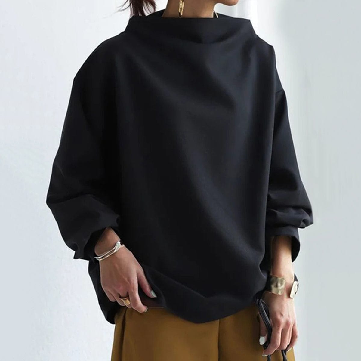 Elly | Knitted Top with High Neckline and Soft Texture