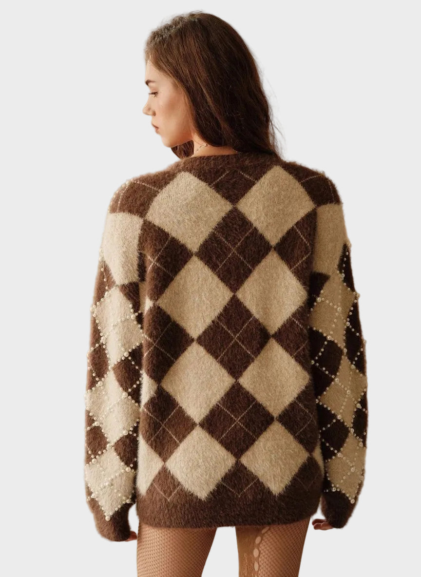 Cleo | Vintage Pearl Touch Cardigan V-Neck - Linheir