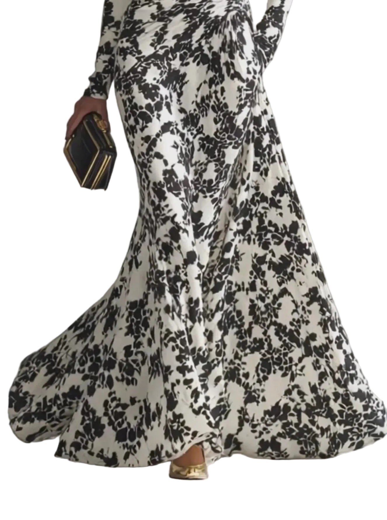 Rosa - Black And White Patterned Stretch Blend Wrap Dress