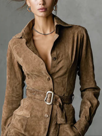 Nalea™ | Moderní šaty s ramínky z imitace semiše